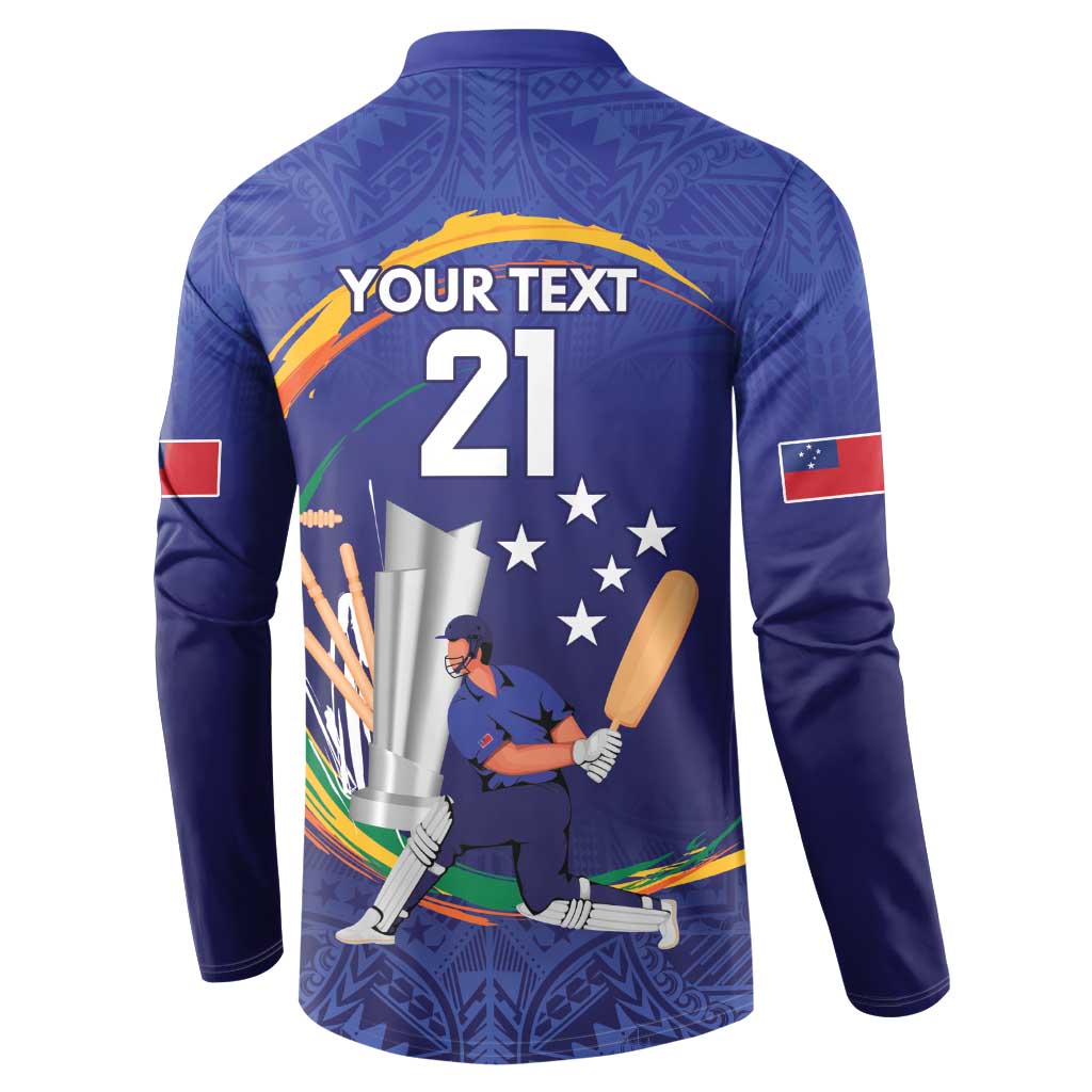 Custom Cricket Samoa East Asia-Pacific Button Sweatshirt Samoa Storming the Limits - Wonder Print Shop