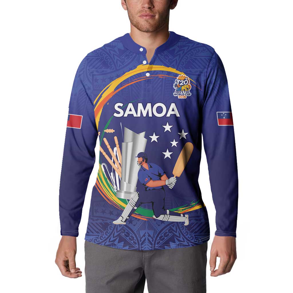 Custom Cricket Samoa East Asia-Pacific Button Sweatshirt Samoa Storming the Limits - Wonder Print Shop