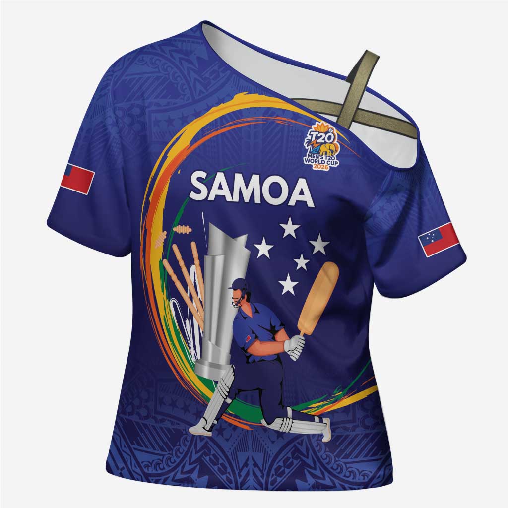 Custom Cricket Samoa East Asia-Pacific Cross Shoulder Shirt Samoa Storming the Limits - Wonder Print Shop
