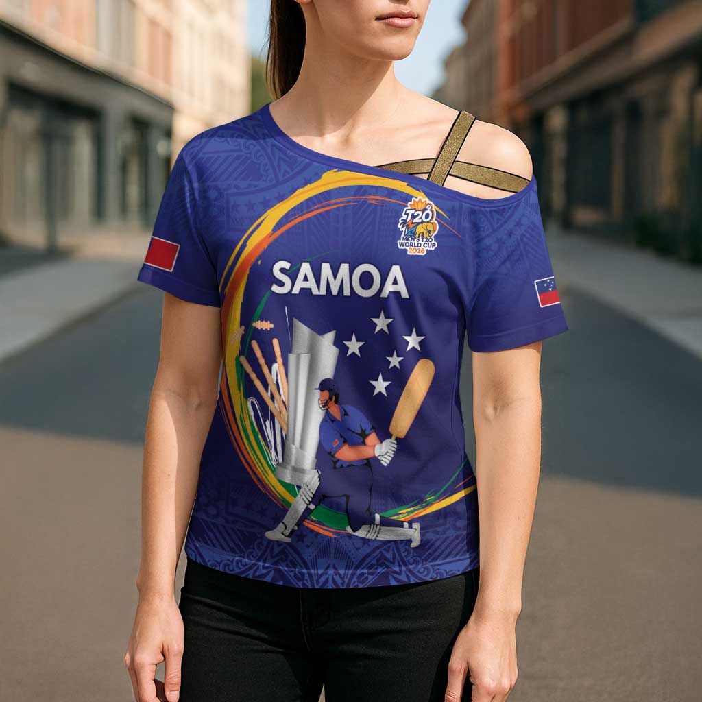 Custom Cricket Samoa East Asia-Pacific Cross Shoulder Shirt Samoa Storming the Limits - Wonder Print Shop