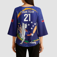 Custom Cricket Samoa East Asia-Pacific Kimono Sleeve Blouse Samoa Storming the Limits - Wonder Print Shop