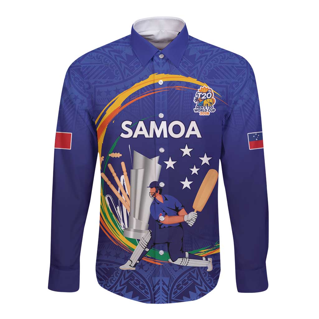Custom Cricket Samoa East Asia-Pacific Long Sleeve Button Shirt Samoa Storming the Limits - Wonder Print Shop