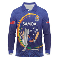 Custom Cricket Samoa East Asia-Pacific Long Sleeve Polo Shirt Samoa Storming the Limits - Wonder Print Shop