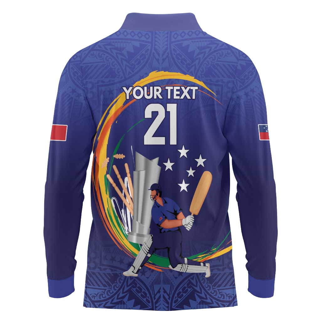 Custom Cricket Samoa East Asia-Pacific Long Sleeve Polo Shirt Samoa Storming the Limits - Wonder Print Shop