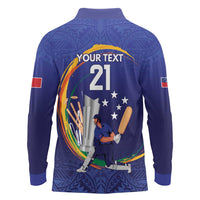 Custom Cricket Samoa East Asia-Pacific Long Sleeve Polo Shirt Samoa Storming the Limits - Wonder Print Shop
