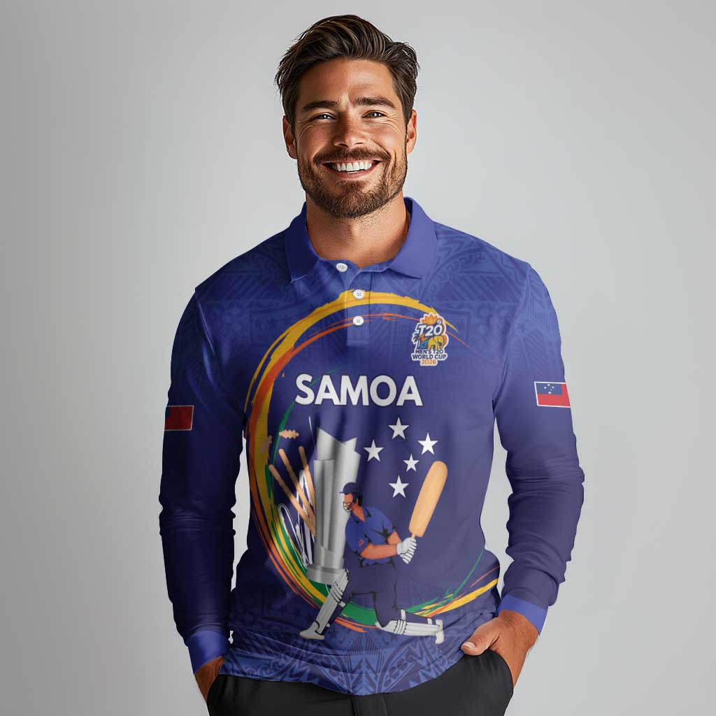 Custom Cricket Samoa East Asia-Pacific Long Sleeve Polo Shirt Samoa Storming the Limits - Wonder Print Shop