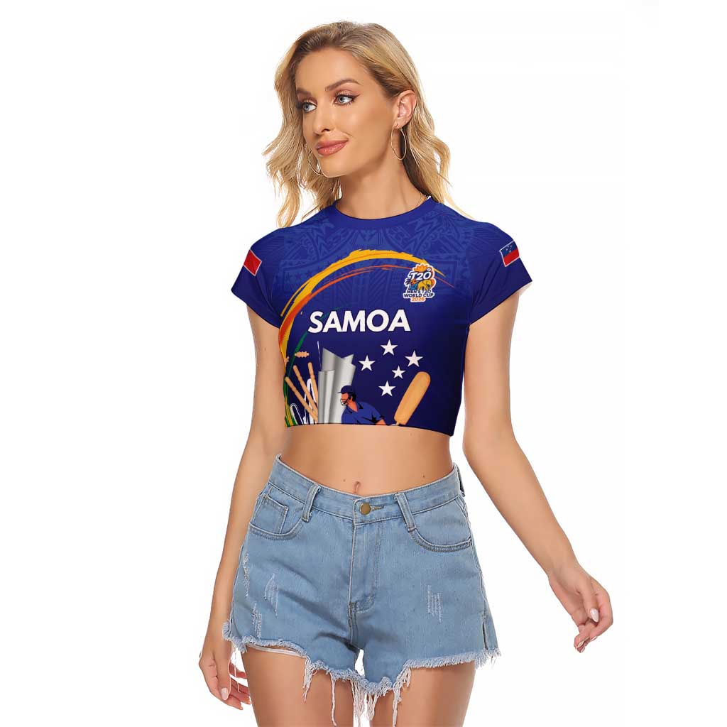 Custom Cricket Samoa East Asia-Pacific Raglan Cropped T Shirt Samoa Storming the Limits - Wonder Print Shop