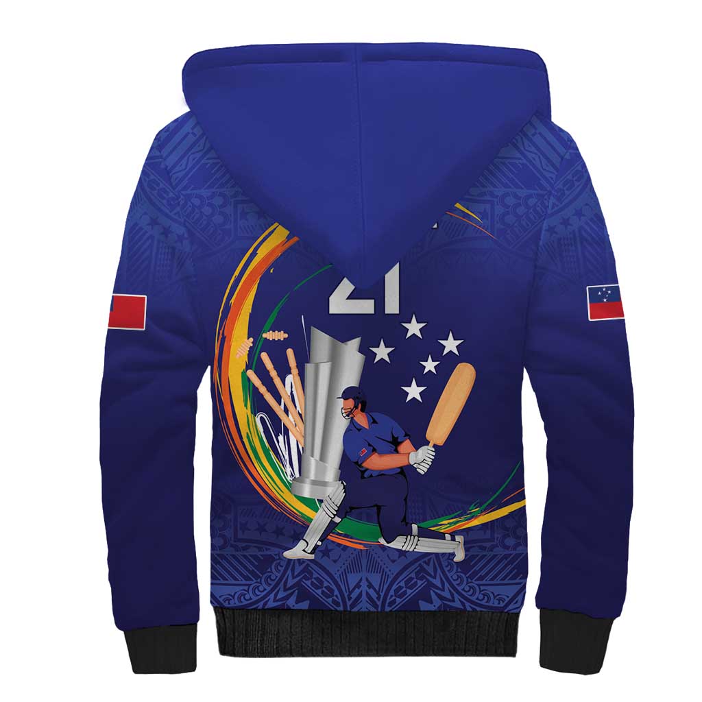 Custom Cricket Samoa East Asia-Pacific Sherpa Hoodie Samoa Storming the Limits - Wonder Print Shop