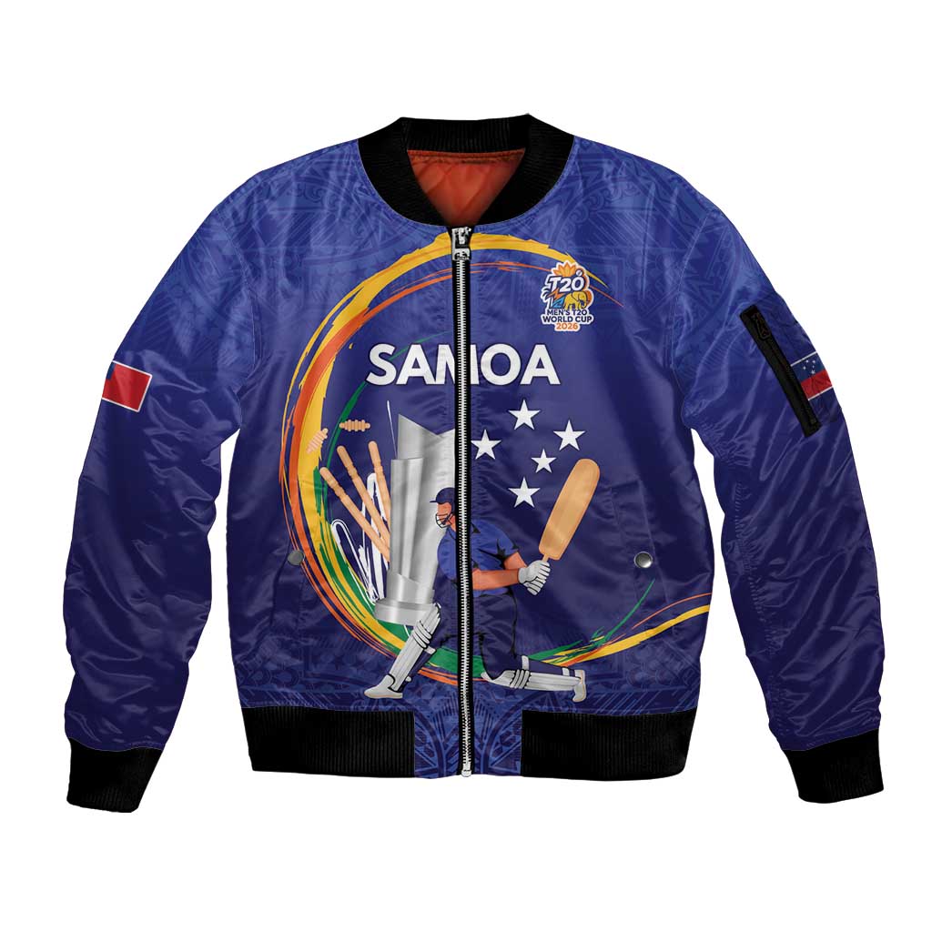 Custom Cricket Samoa East Asia-Pacific Sleeve Zip Bomber Jacket Samoa Storming the Limits - Wonder Print Shop