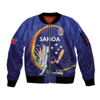 Custom Cricket Samoa East Asia-Pacific Sleeve Zip Bomber Jacket Samoa Storming the Limits - Wonder Print Shop