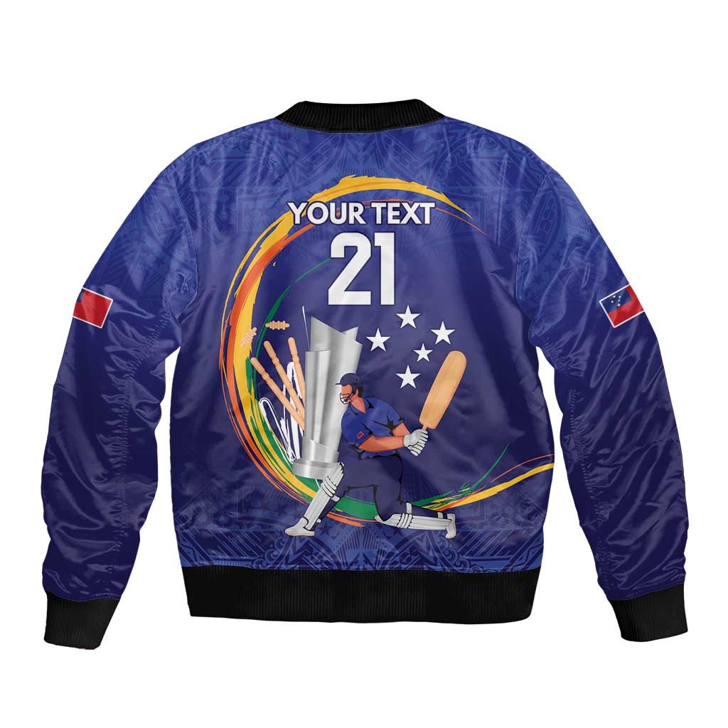 Custom Cricket Samoa East Asia-Pacific Sleeve Zip Bomber Jacket Samoa Storming the Limits - Wonder Print Shop