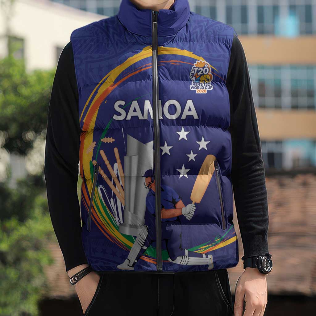 Custom Cricket Samoa East Asia-Pacific Sleeveless Puffer Jacket Samoa Storming the Limits - Wonder Print Shop