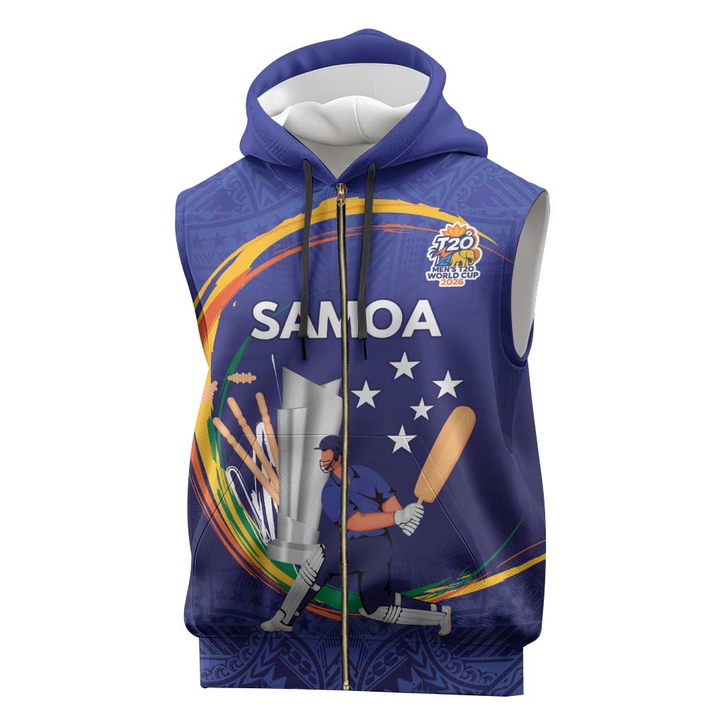 Custom Cricket Samoa East Asia-Pacific Sleeveless Zip Hoodie Samoa Storming the Limits - Wonder Print Shop