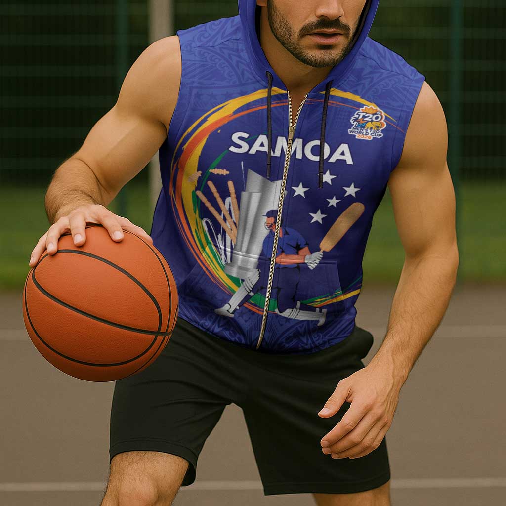 Custom Cricket Samoa East Asia-Pacific Sleeveless Zip Hoodie Samoa Storming the Limits - Wonder Print Shop