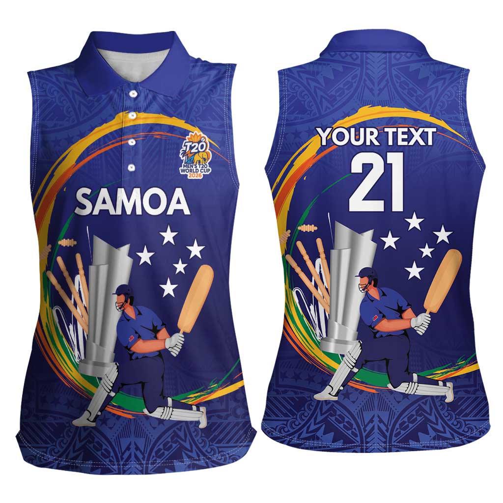 Custom Cricket Samoa East Asia-Pacific Women Sleeveless Polo Shirt Samoa Storming the Limits - Wonder Print Shop