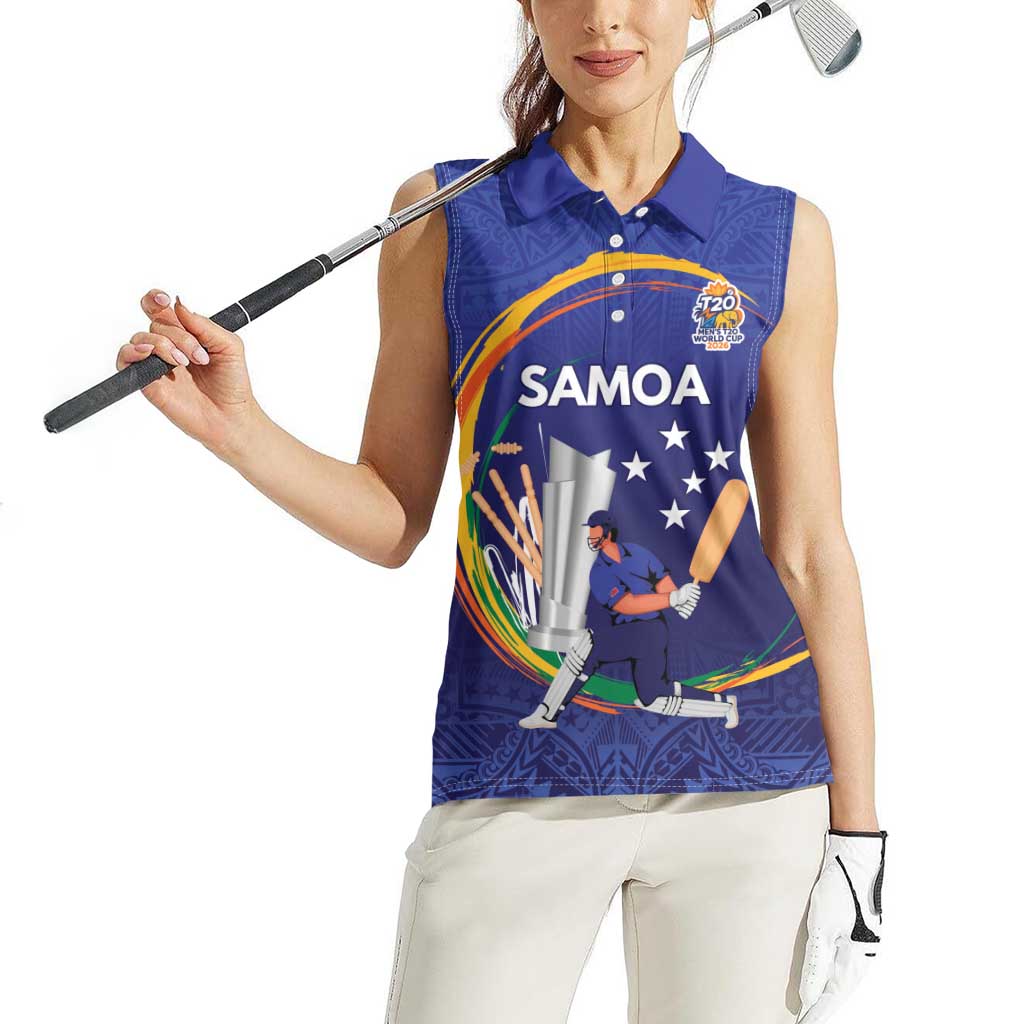 Custom Cricket Samoa East Asia-Pacific Women Sleeveless Polo Shirt Samoa Storming the Limits - Wonder Print Shop