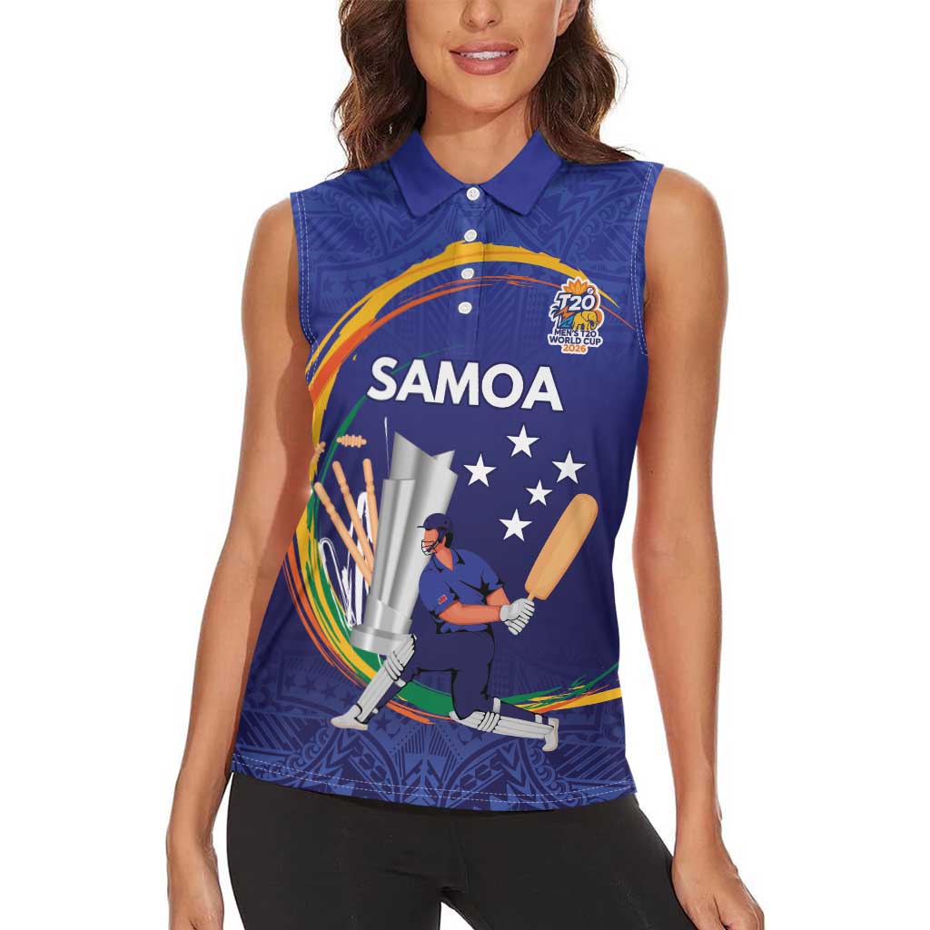 Custom Cricket Samoa East Asia-Pacific Women Sleeveless Polo Shirt Samoa Storming the Limits - Wonder Print Shop