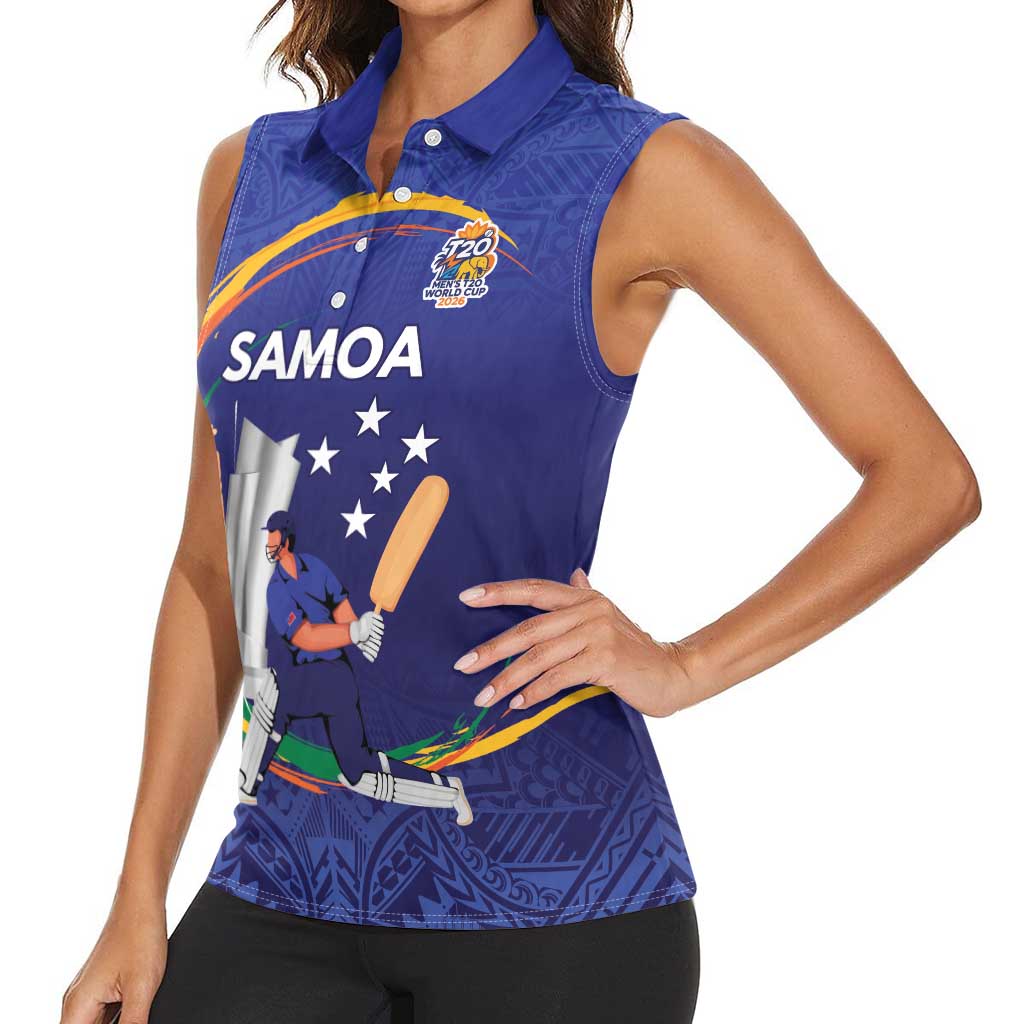 Custom Cricket Samoa East Asia-Pacific Women Sleeveless Polo Shirt Samoa Storming the Limits - Wonder Print Shop