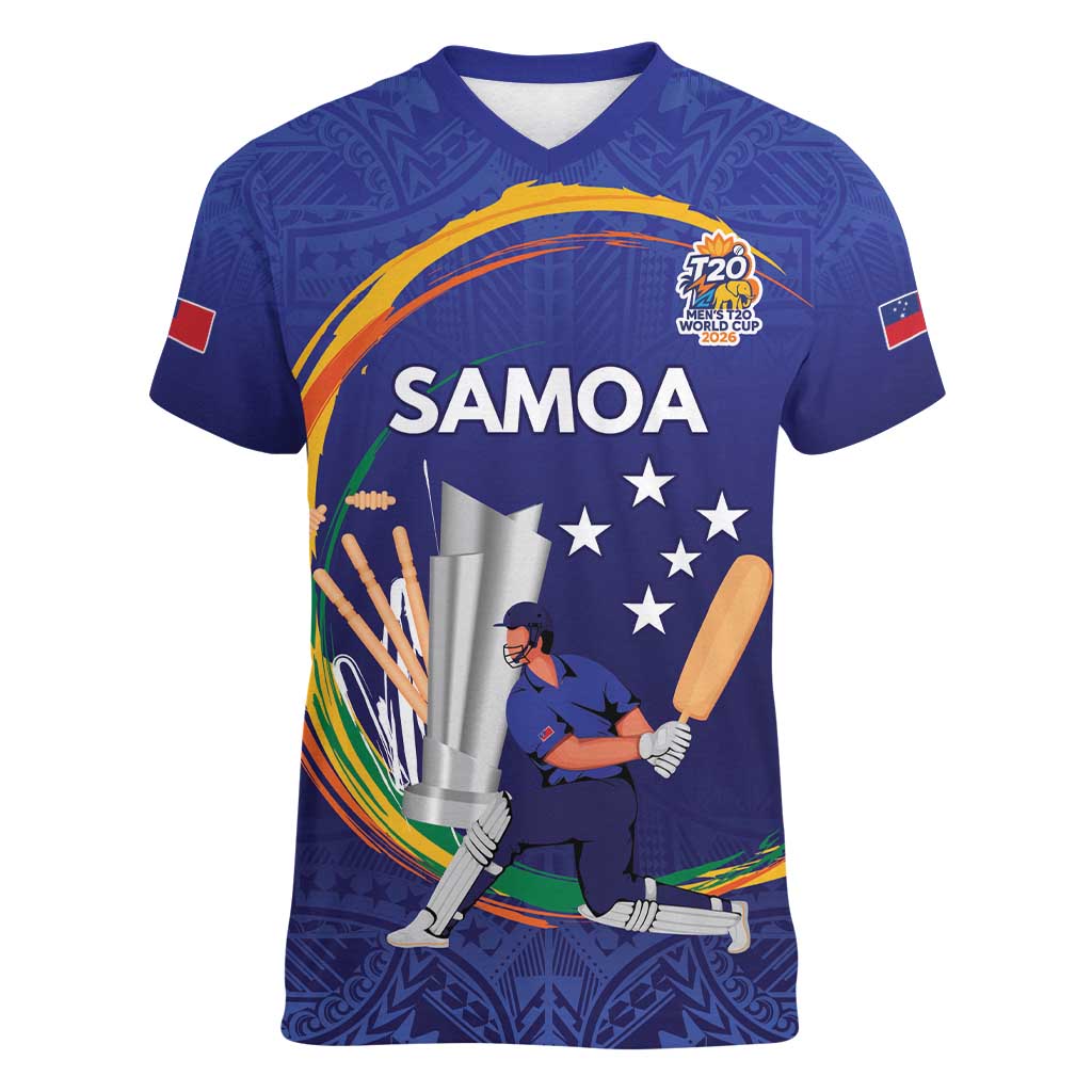 Custom Cricket Samoa East Asia-Pacific Women V-Neck T-Shirt Samoa Storming the Limits - Wonder Print Shop