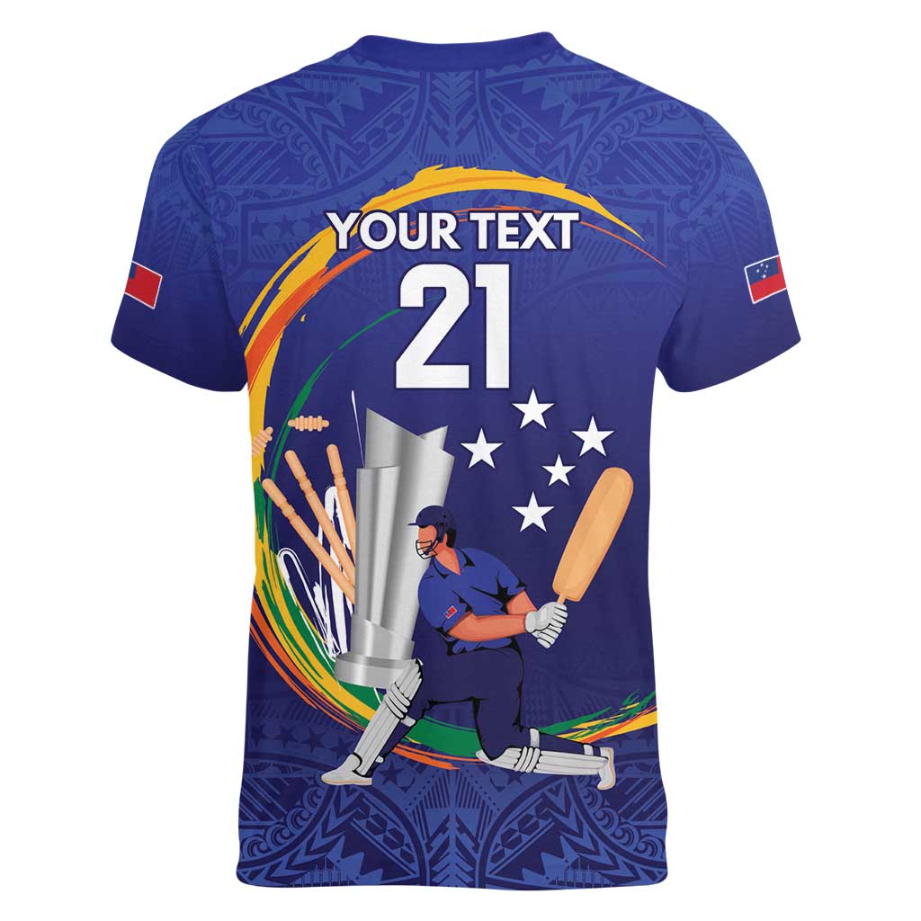 Custom Cricket Samoa East Asia-Pacific Women V-Neck T-Shirt Samoa Storming the Limits - Wonder Print Shop