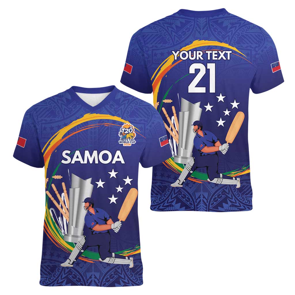 Custom Cricket Samoa East Asia-Pacific Women V-Neck T-Shirt Samoa Storming the Limits - Wonder Print Shop