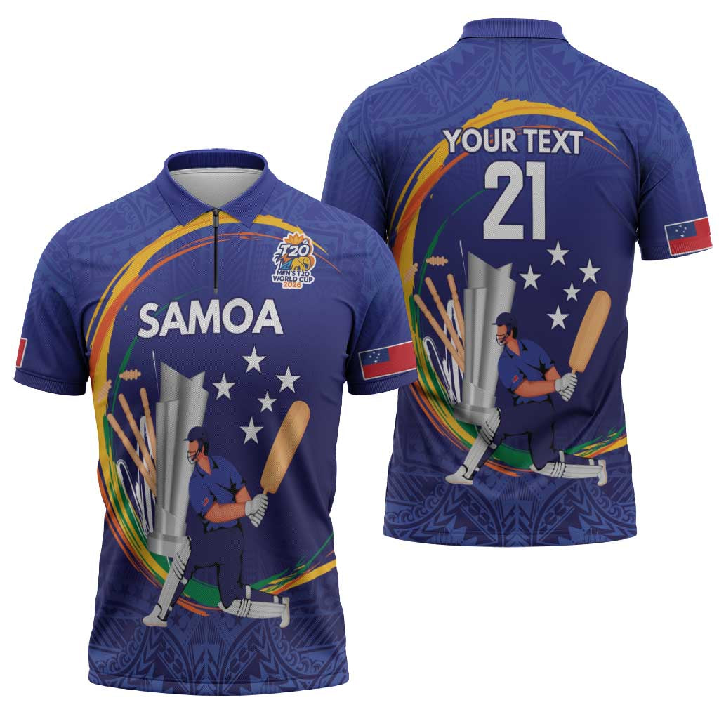 Custom Cricket Samoa East Asia-Pacific Zipper Polo Shirt Samoa Storming the Limits - Wonder Print Shop