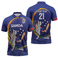 Custom Cricket Samoa East Asia-Pacific Zipper Polo Shirt Samoa Storming the Limits - Wonder Print Shop