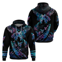 Personalised Polynesia Ribbon Butterflies Hoodie Silver Fern Breast Cancer With Papua Shell Pattern - Wonder Print Shop