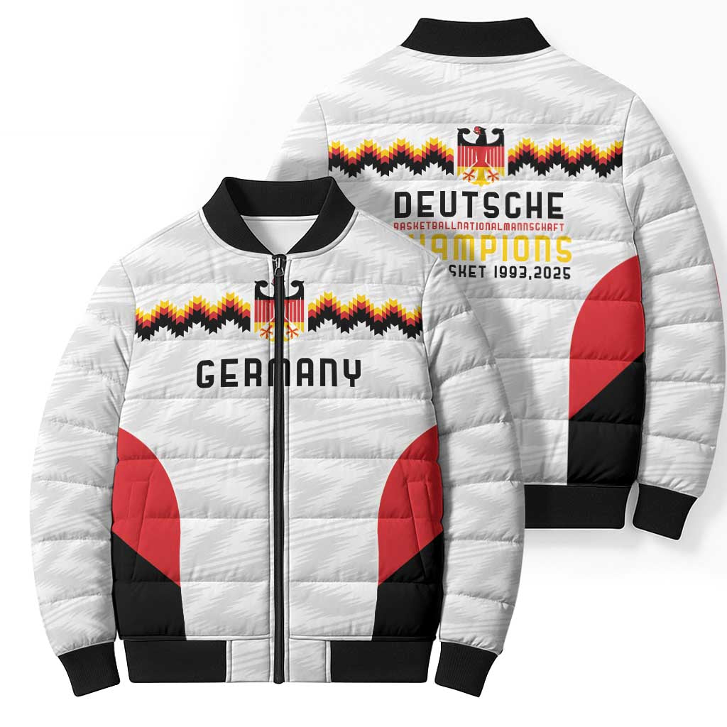 Germany Basketball History Champion Bomber Puffer Jacket Deutschland Black Red Gold Victory - Wonder Print Shop