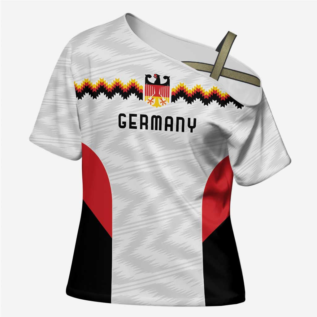 Germany Basketball History Champion Cross Shoulder Shirt Deutschland Black Red Gold Victory - Wonder Print Shop