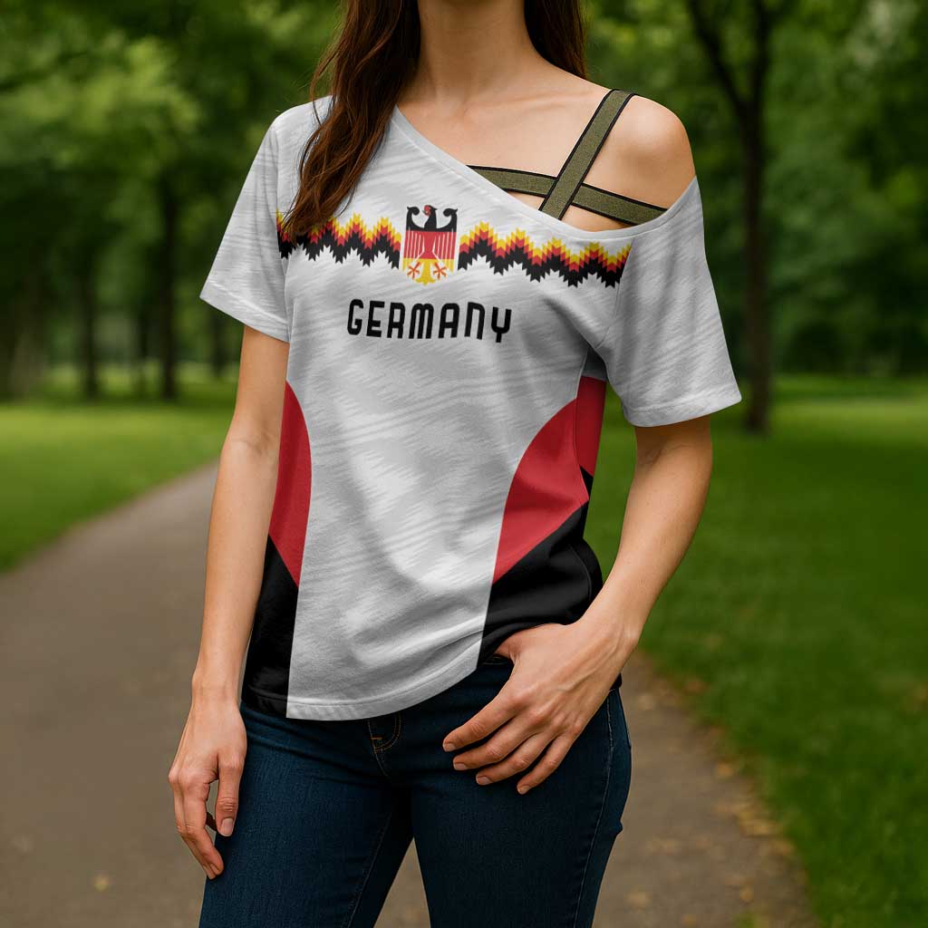 Germany Basketball History Champion Cross Shoulder Shirt Deutschland Black Red Gold Victory - Wonder Print Shop