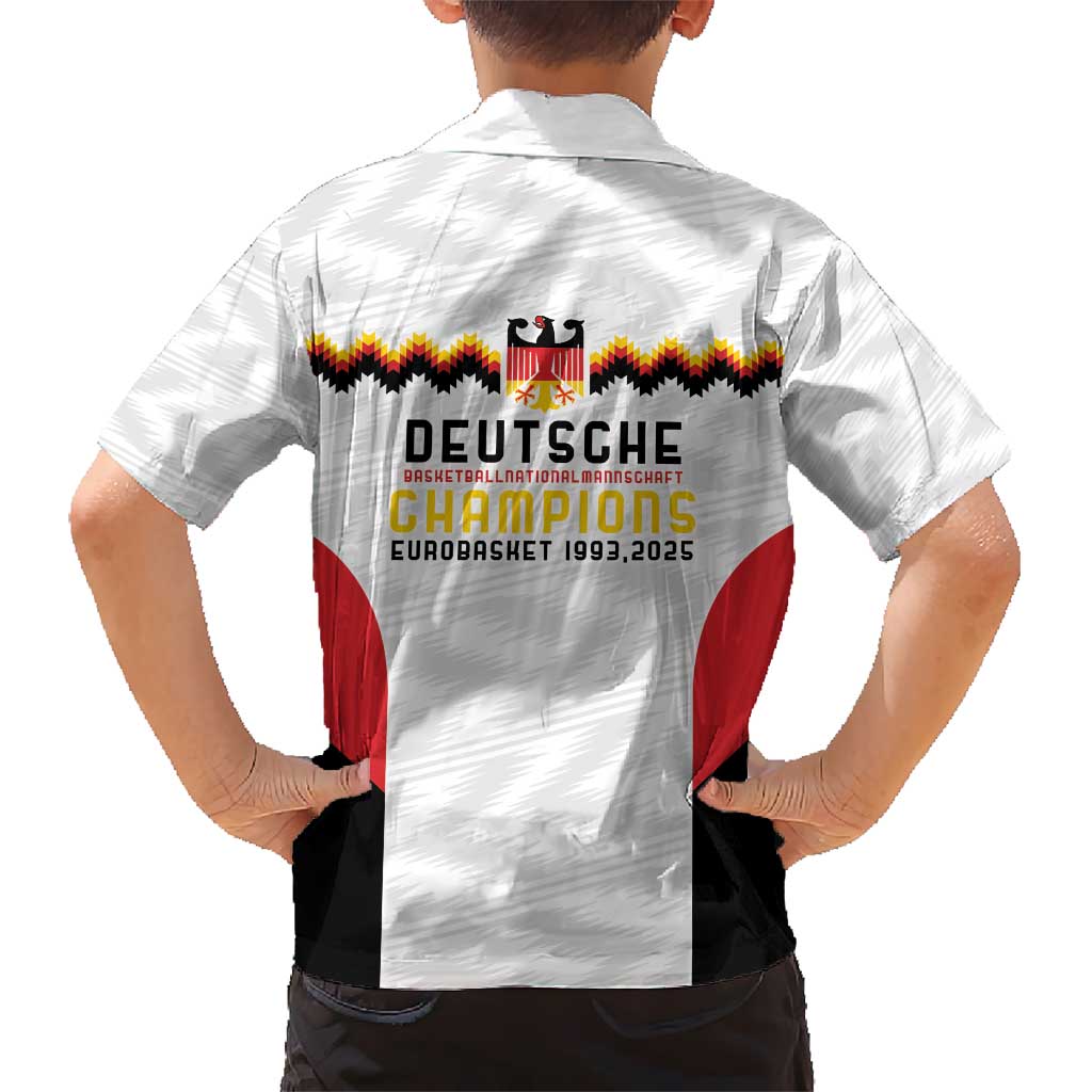 Germany Basketball History Champion Kid Hawaiian Shirt Deutschland Black Red Gold Victory - Wonder Print Shop