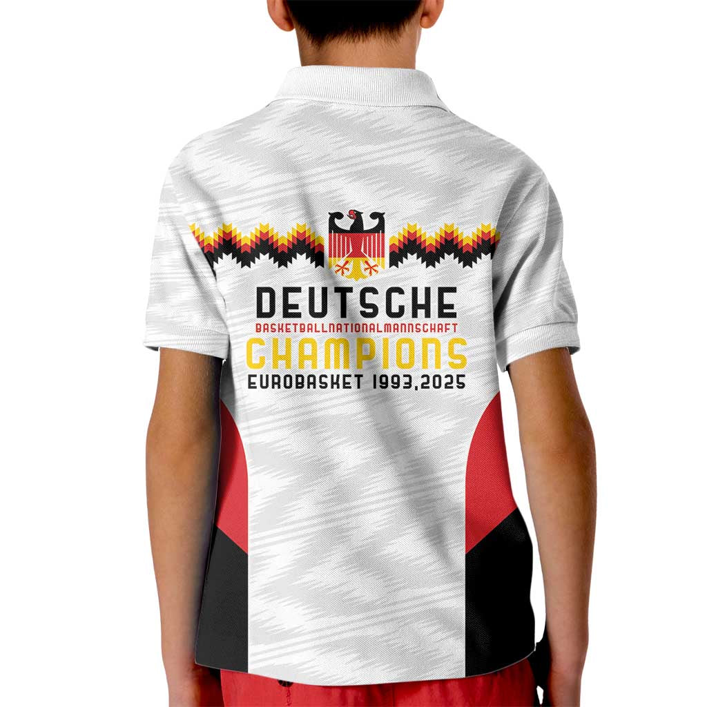 Germany Basketball History Champion Kid Polo Shirt Deutschland Black Red Gold Victory - Wonder Print Shop