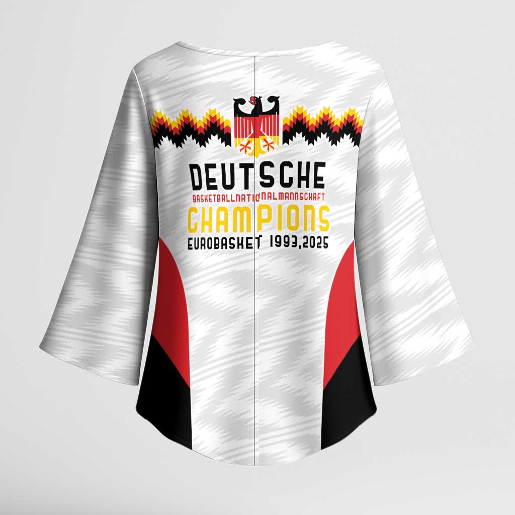 Germany Basketball History Champion Kimono Sleeve Blouse Deutschland Black Red Gold Victory - Wonder Print Shop