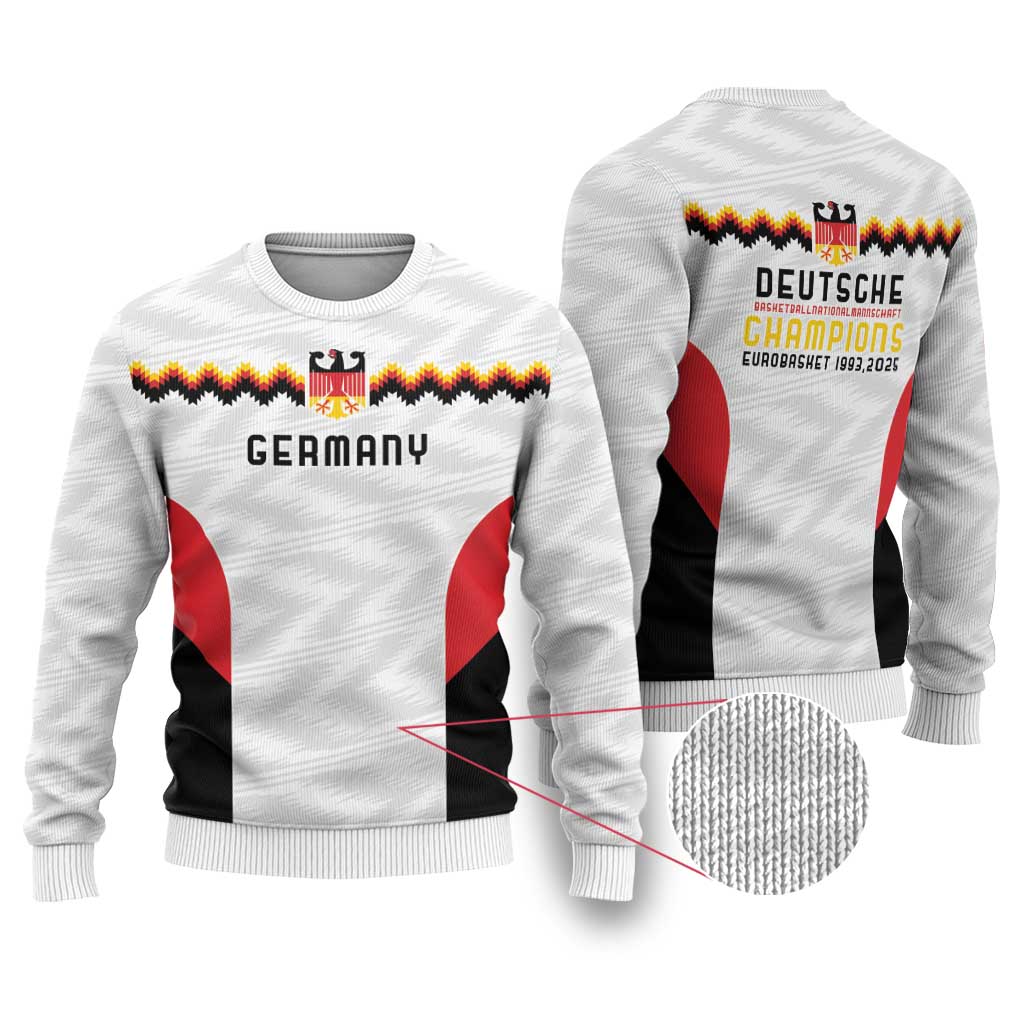 Germany Basketball History Champion Ugly Christmas Sweater Deutschland Black Red Gold Victory - Wonder Print Shop