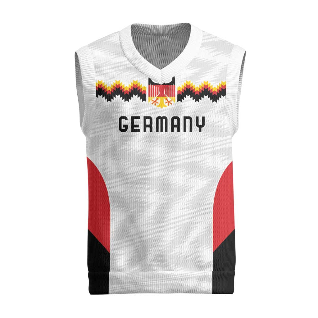 Germany Basketball History Champion Christmas Knitted V-Neck Vest Deutschland Black Red Gold Victory - Wonder Print Shop