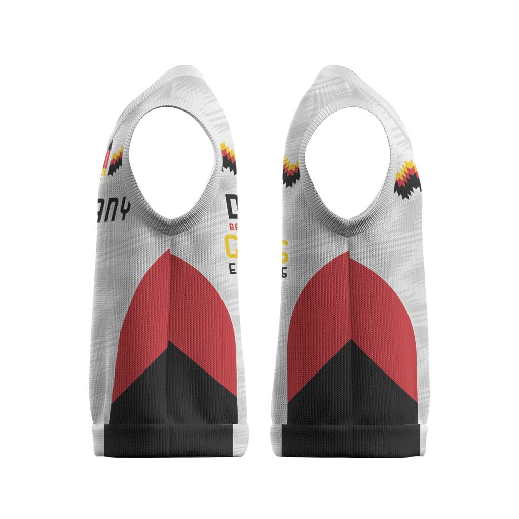 Germany Basketball History Champion Christmas Knitted V-Neck Vest Deutschland Black Red Gold Victory - Wonder Print Shop