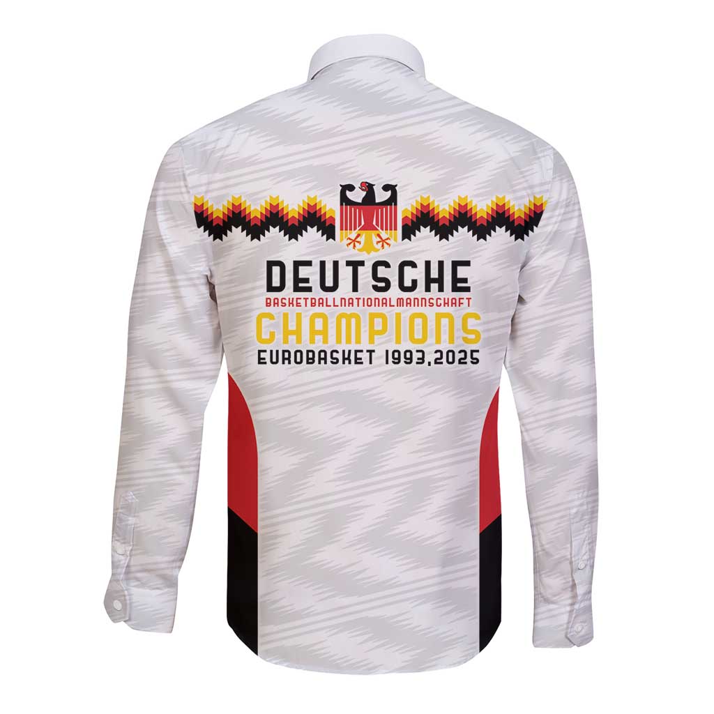 Germany Basketball History Champion Long Sleeve Button Shirt Deutschland Black Red Gold Victory - Wonder Print Shop