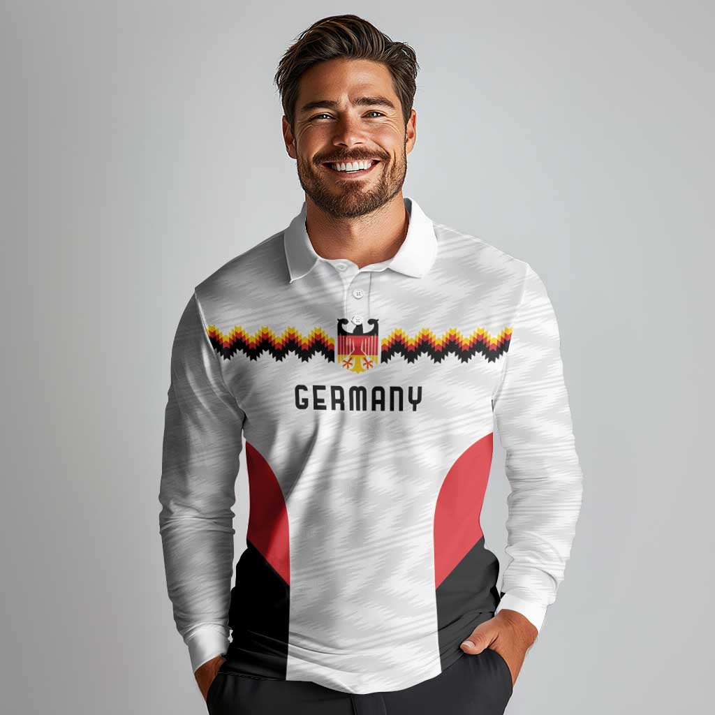 Germany Basketball History Champion Long Sleeve Polo Shirt Deutschland Black Red Gold Victory - Wonder Print Shop