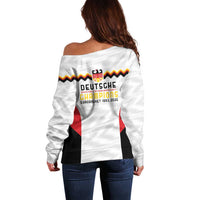 Germany Basketball History Champion Off Shoulder Sweater Deutschland Black Red Gold Victory - Wonder Print Shop