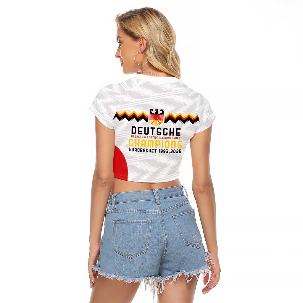 Germany Basketball History Champion Raglan Cropped T Shirt Deutschland Black Red Gold Victory - Wonder Print Shop