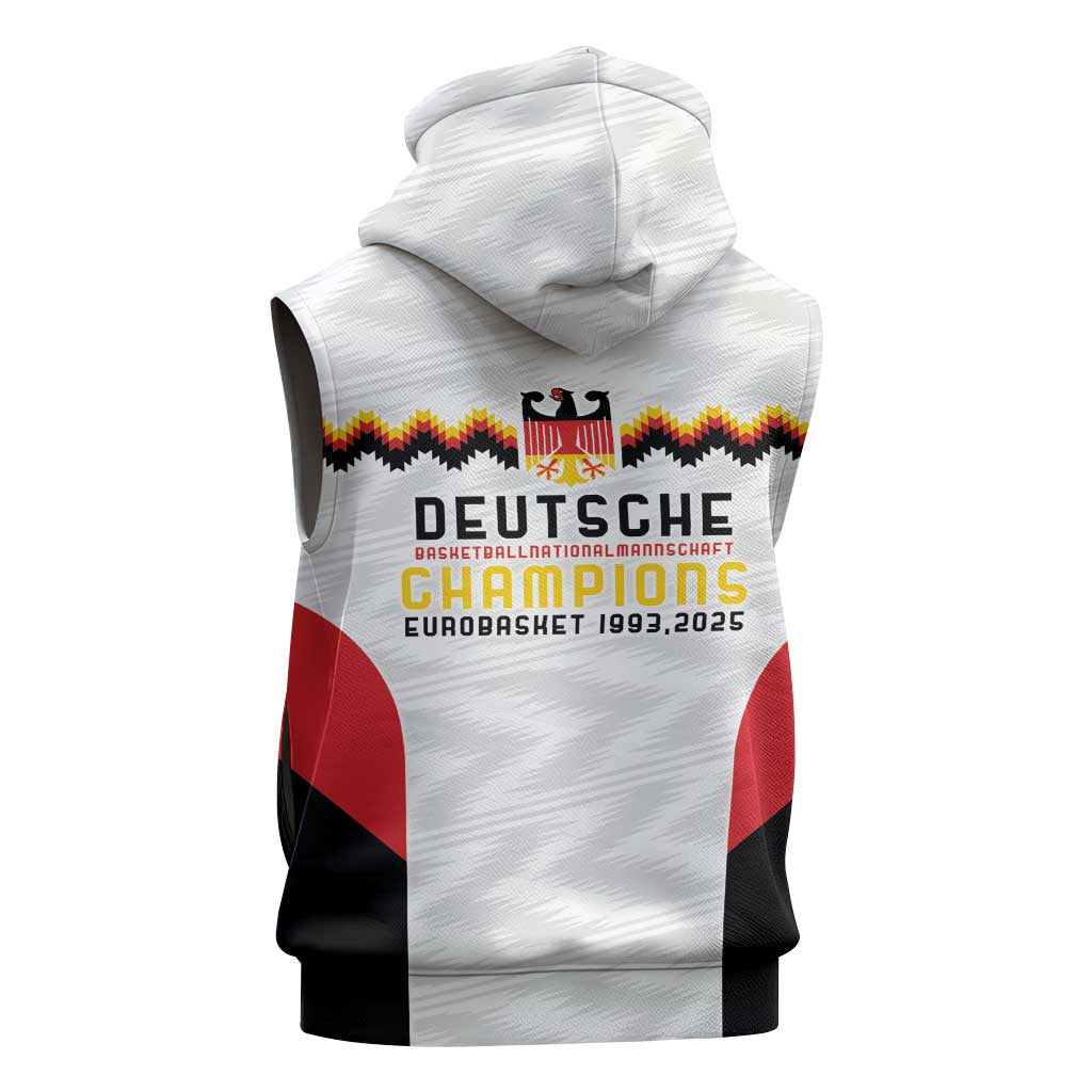 Germany Basketball History Champion Sleeveless Hoodie Deutschland Black Red Gold Victory - Wonder Print Shop
