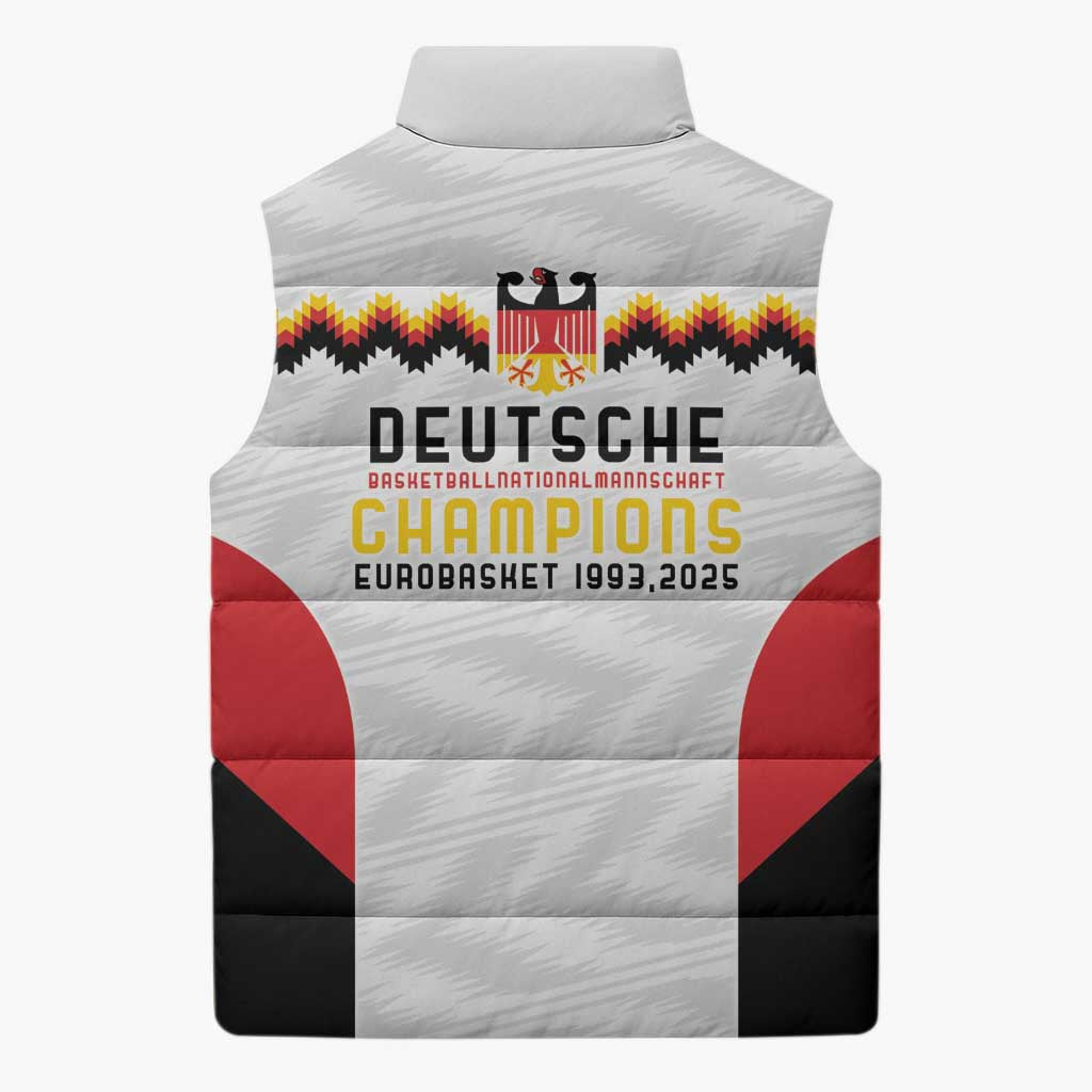 Germany Basketball History Champion Sleeveless Puffer Jacket Deutschland Black Red Gold Victory - Wonder Print Shop