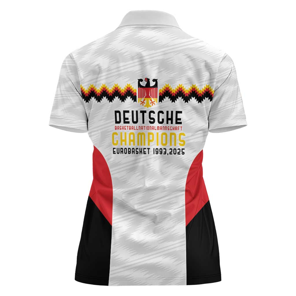 Germany Basketball History Champion Women Polo Shirt Deutschland Black Red Gold Victory - Wonder Print Shop