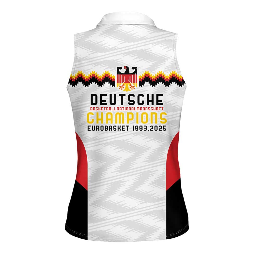 Germany Basketball History Champion Women Sleeveless Polo Shirt Deutschland Black Red Gold Victory - Wonder Print Shop