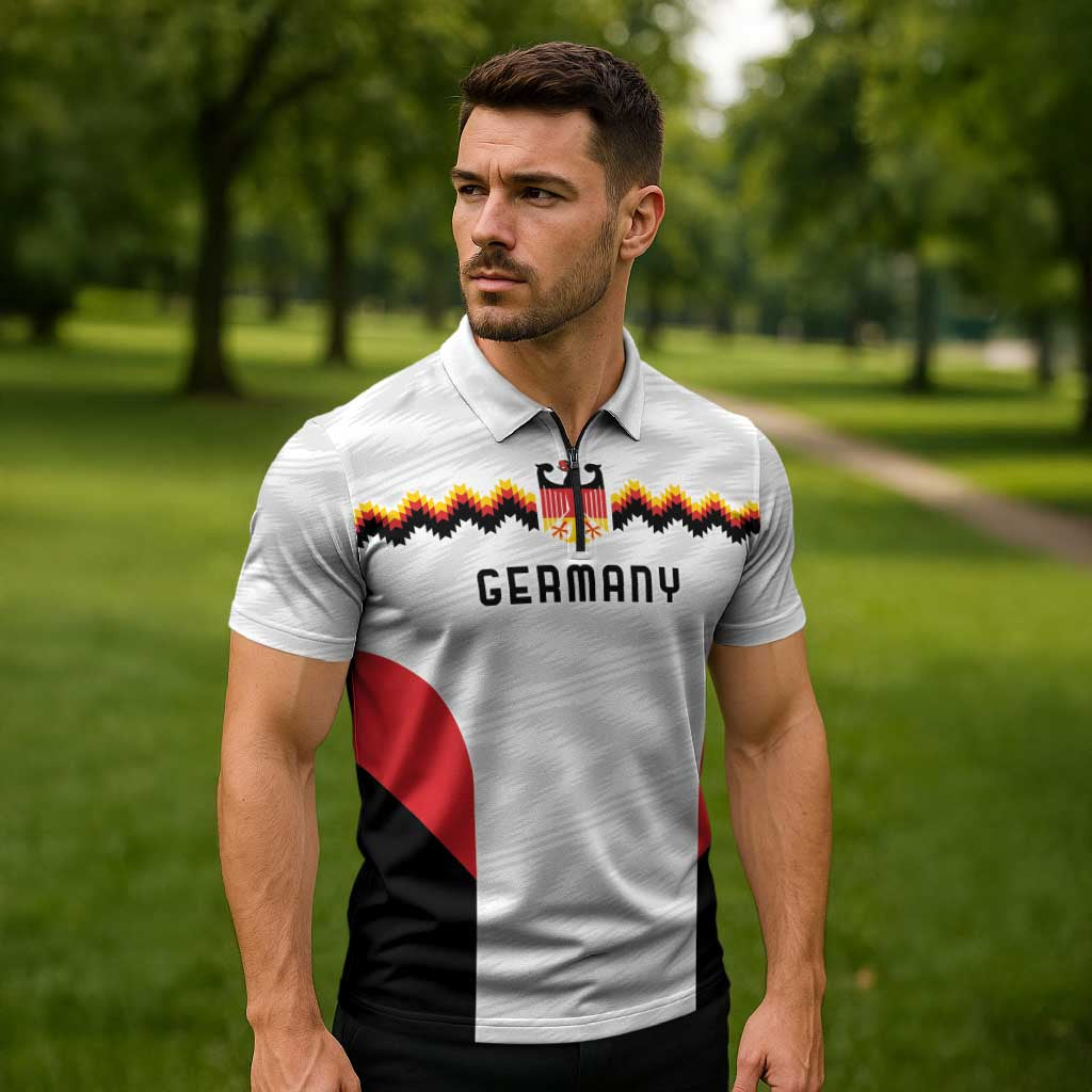 Germany Basketball History Champion Zipper Polo Shirt Deutschland Black Red Gold Victory - Wonder Print Shop