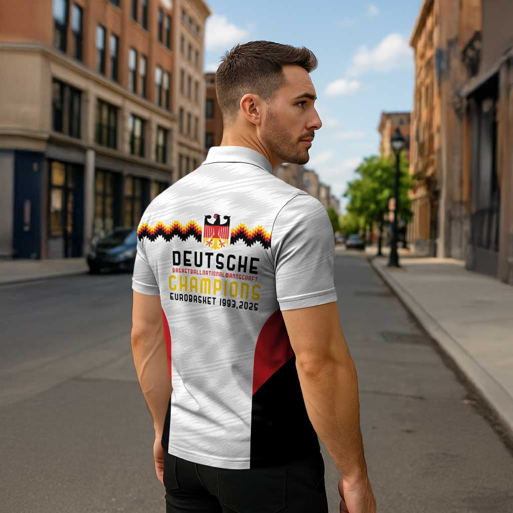 Germany Basketball History Champion Zipper Polo Shirt Deutschland Black Red Gold Victory - Wonder Print Shop