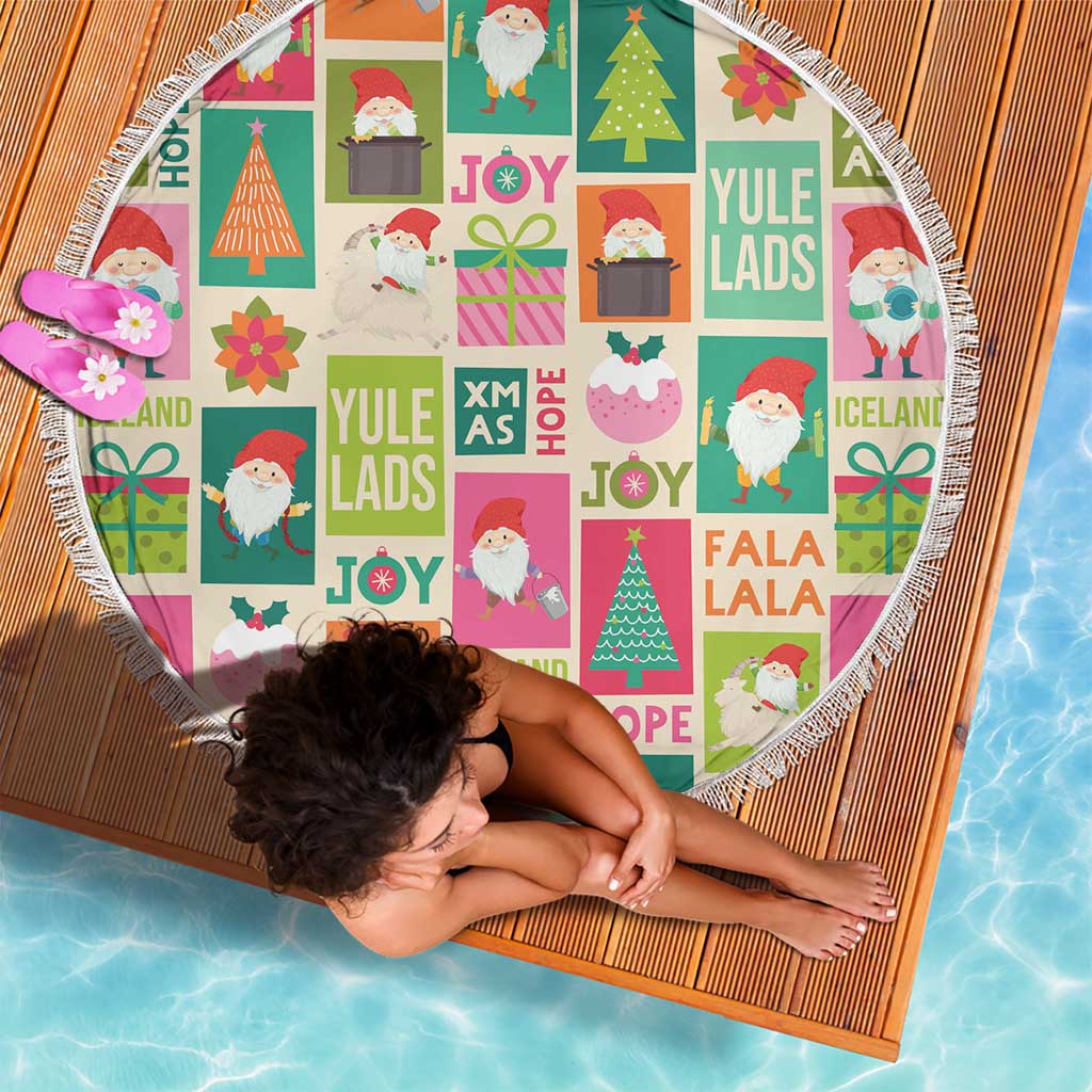 Cute Yule Lads Christmas Beach Blanket Icelandic Jolasveinar Hippie Style LT9 - Wonder Print Shop