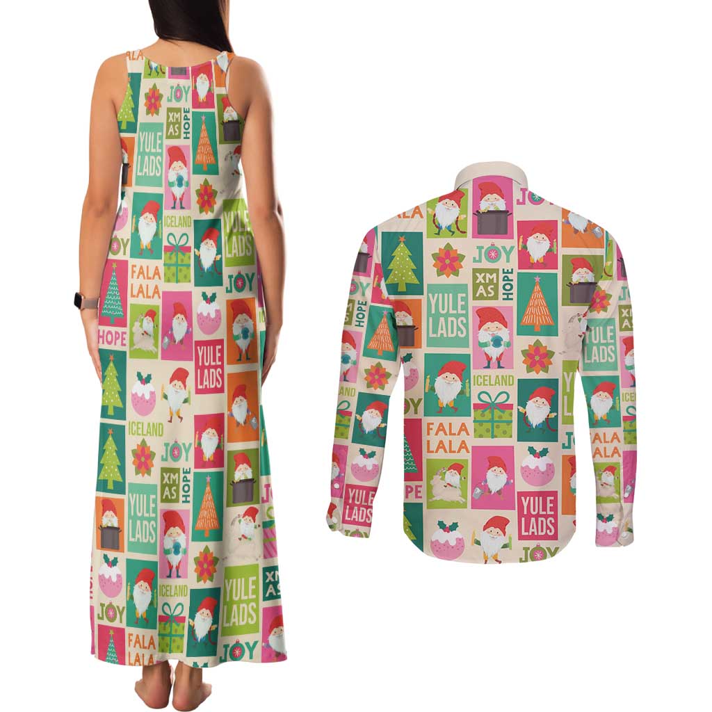 Cute Yule Lads Christmas Couples Matching Tank Maxi Dress and Long Sleeve Button Shirt Icelandic Jolasveinar Hippie Style LT9 - Wonder Print Shop