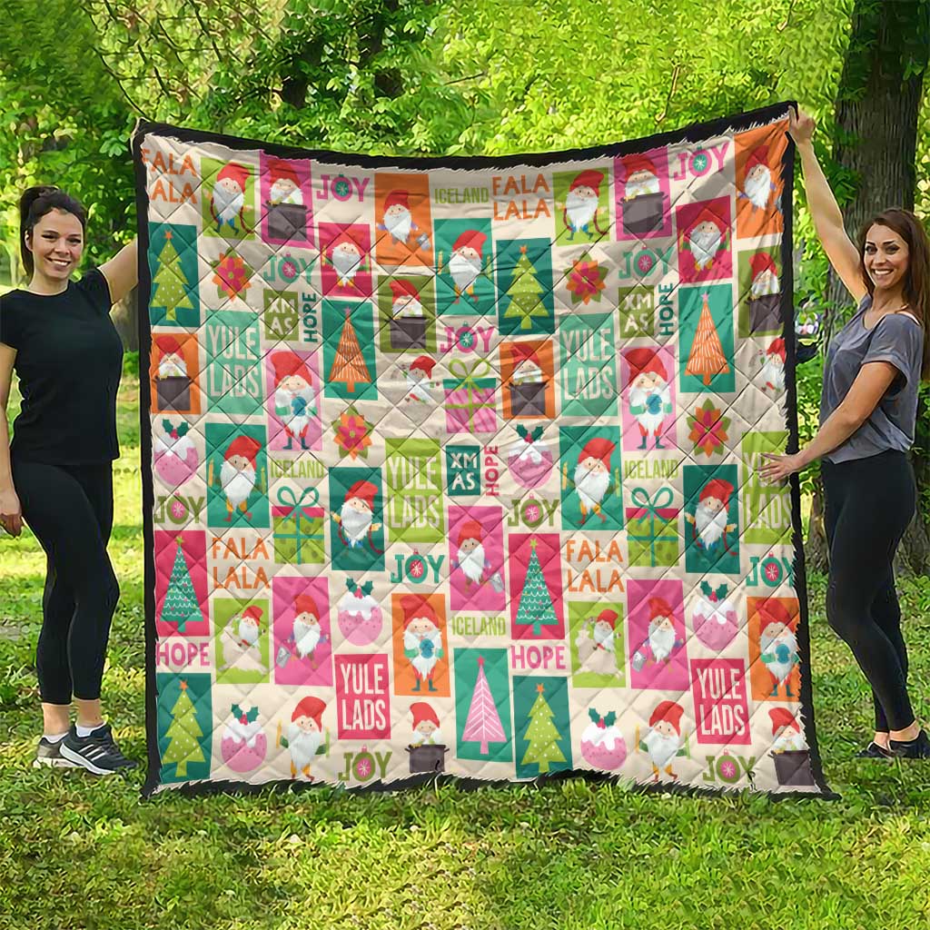 Cute Yule Lads Christmas Quilt Icelandic Jolasveinar Hippie Style - Wonder Print Shop